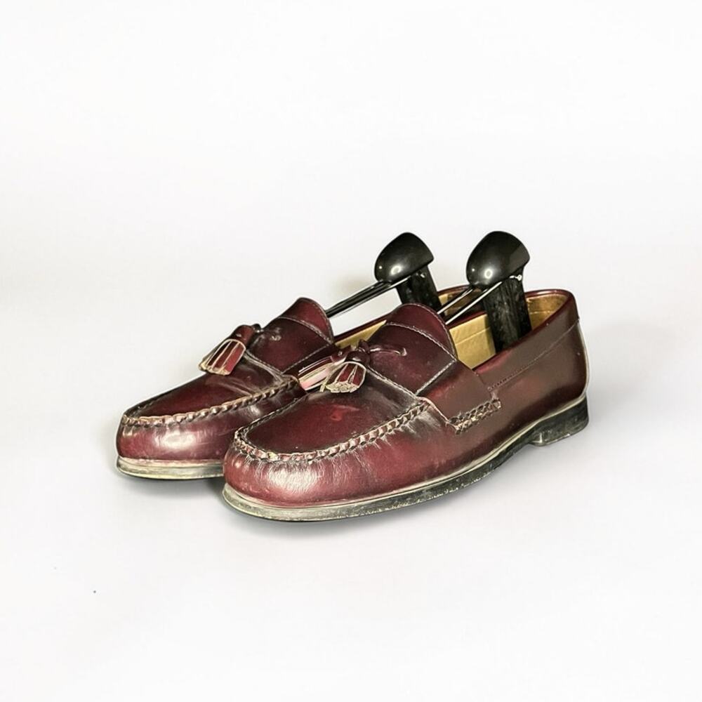 Mens Johnston & Murphy Tassel Loafers Burgundy Leather Sheepskin Size 9